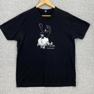 Next Level Apparel T-Shirt Mens Large Black Tsunami Graphic Short Sleeve Cotton